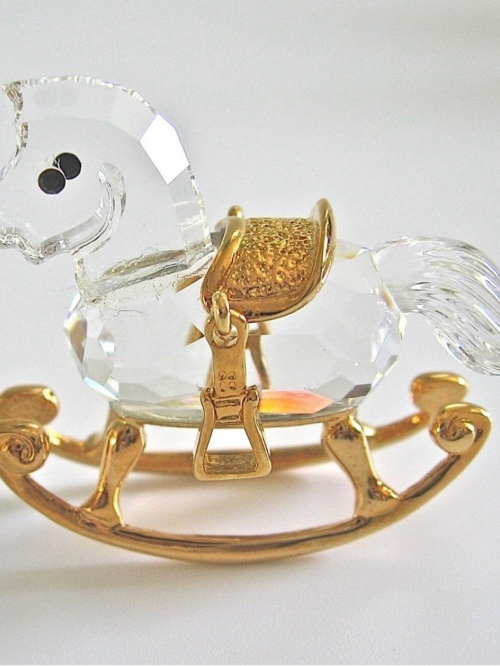 Swarovski Crystal Rocking Horse with Gold Accents
